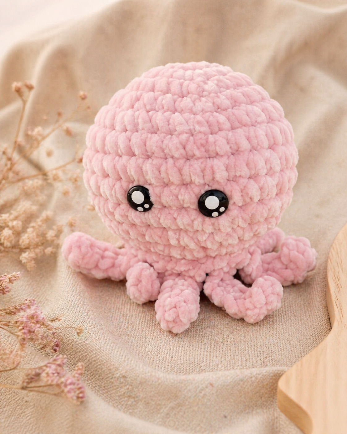 Doudou poulpe rose